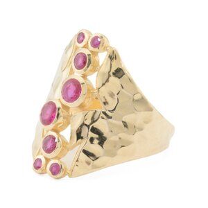 SHIVAM Gold/Ruby Made In India 14kt Gold Plated Lab Grown Ruby Organic Ring